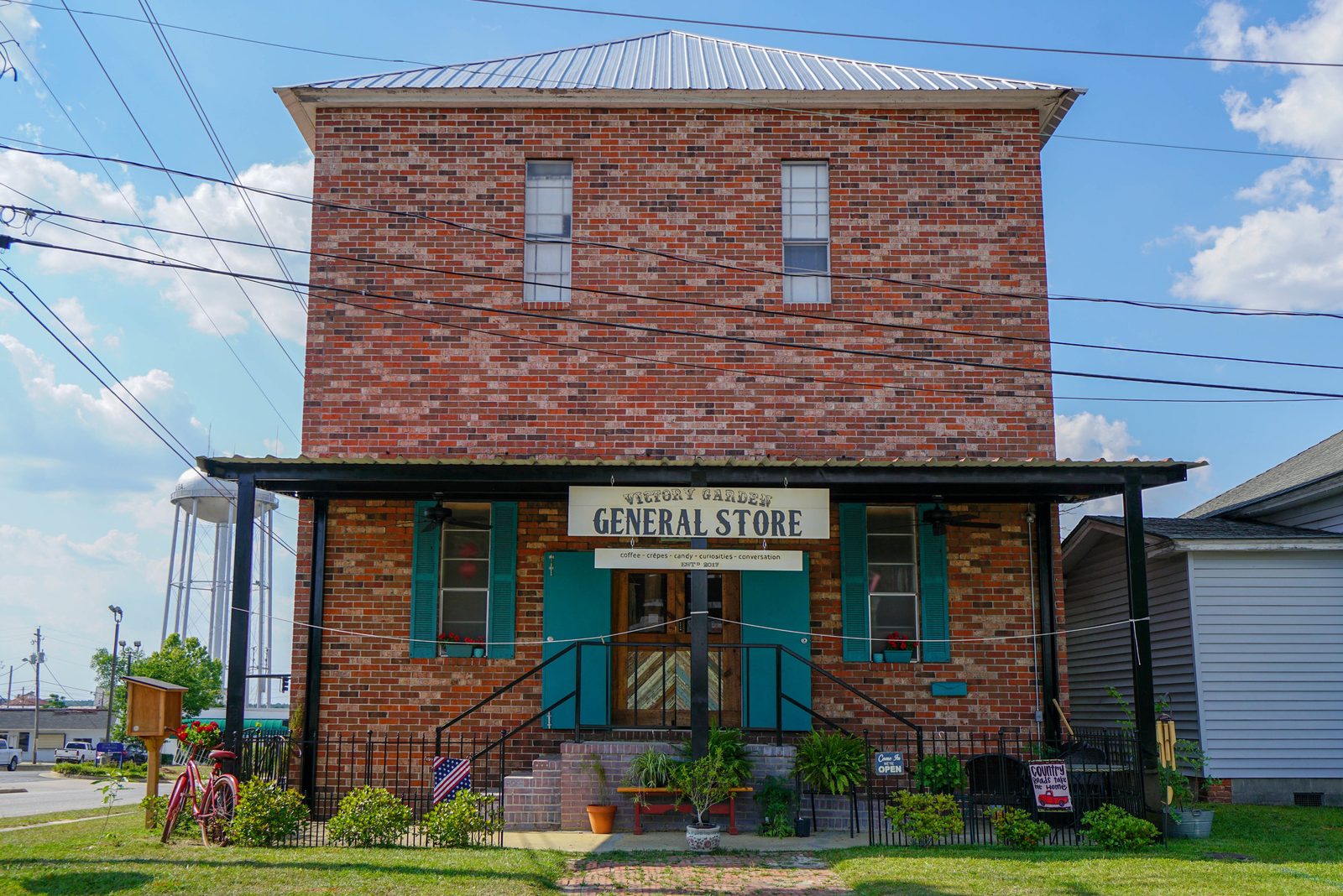 Two-story brick general store with a covered porch in Screven County, Georgia